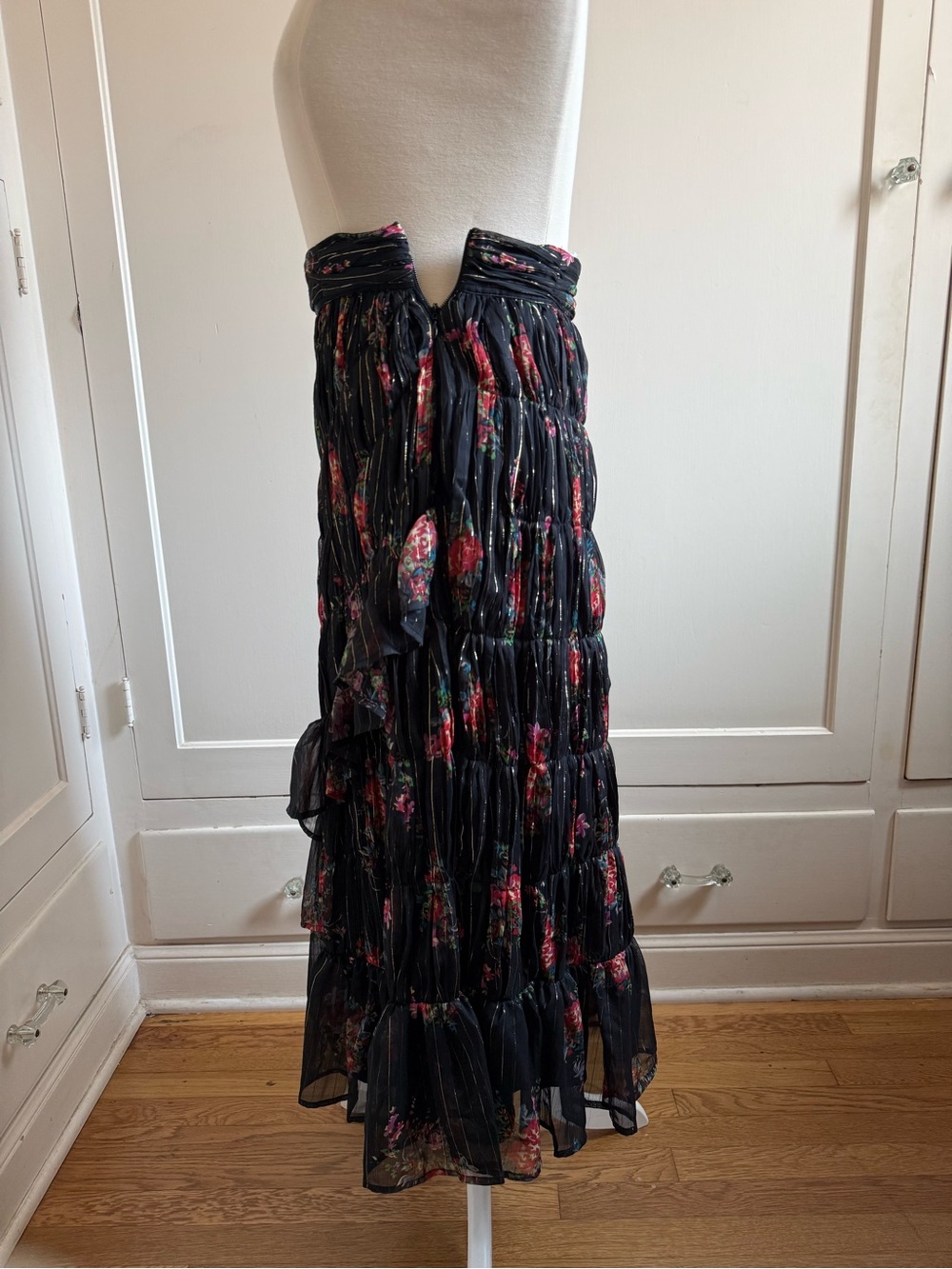 TOPSHOP Black Floral Ruffle Maxi Skirt - Picture 2 of 11